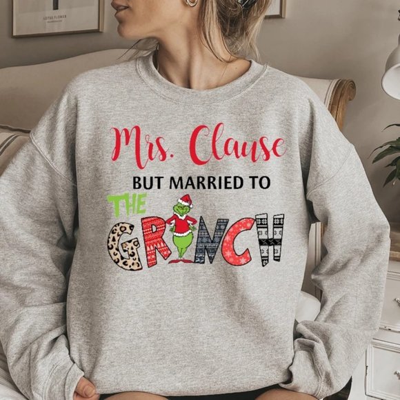 Mrs. Claus But Married To The Grinch shirt, Couple Christmas shirt - Picture 1 of 2